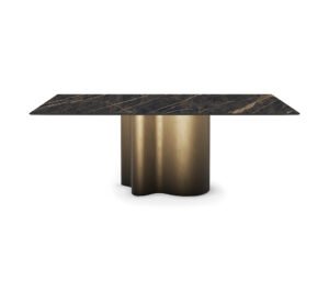 Papelito Keramik table design haut de gamme en céramique, à base sculpturale en acier et silhouette fluide inspirée des vagues. Disponible chez D-Style Interior.