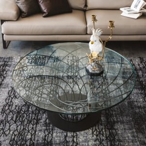 Table basse design haut de gamme Nido par Cattelan Italia, base acier laqué et plateau verre ou acier, disponible chez D-Style Interior.