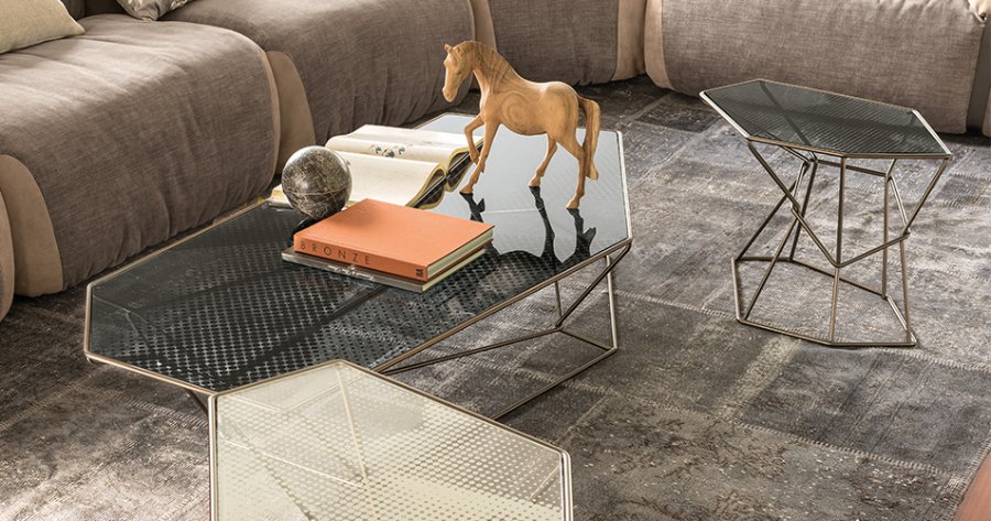 Rebus – Table basse design en verre sérigraphié Arketipo