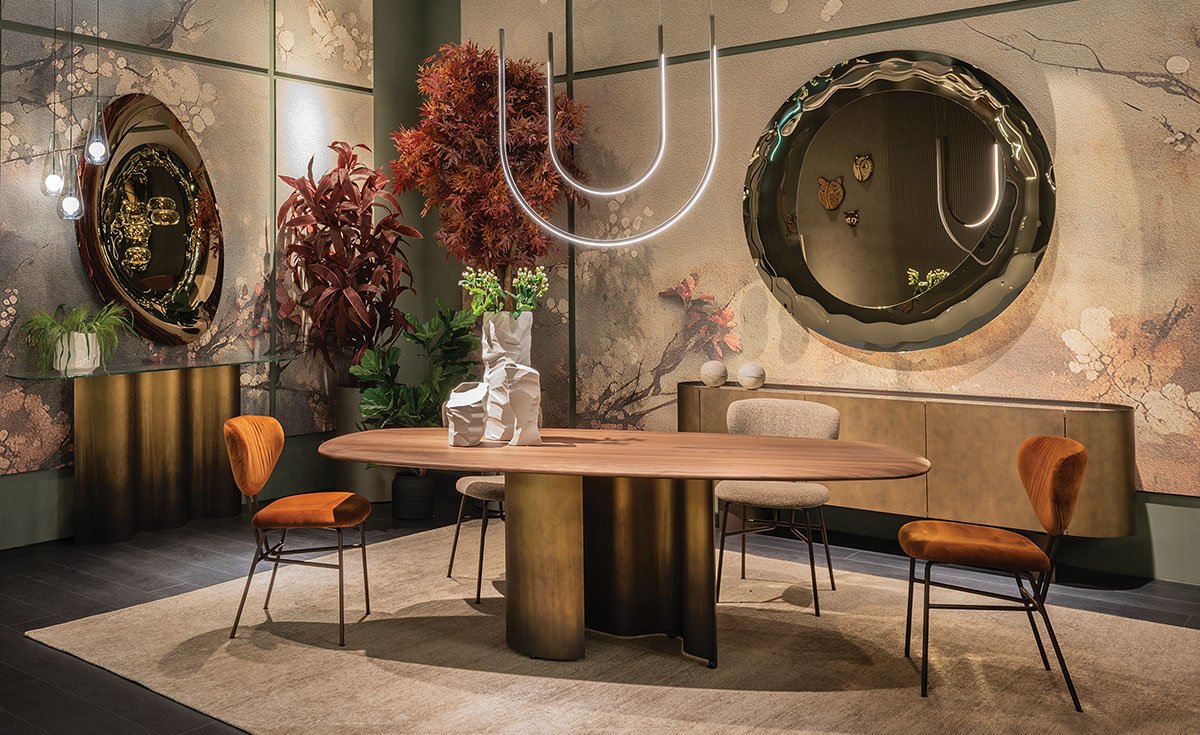 Papelito Wood table design haut de gamme alliant base sculpturale en acier et plateau en bois noble, inspirée des formes fluides de la nature. Disponible chez D-Style Interior.