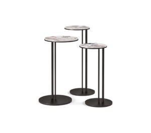 Table basse design haut de gamme Sting Cattelan Italia, plateau céramique Marmi sur base acier embouti, disponible chez D-Style Interior.