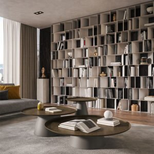 Bibliothèque design haut de gamme Nautilus Cattelan Italia par Studio Brogliato Traverso, bibliothèque modulable métallique, disponible chez D-Style Interior.