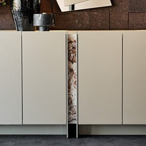 Buffet design haut de gamme Dynasty par Cattelan Italia, structure bois laqué avec verre imprimé effet marbre, disponible chez D-Style Interior