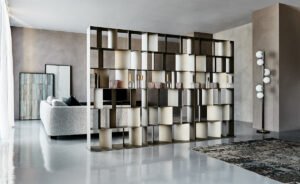 Bibliothèque design haut de gamme Nautilus Cattelan Italia par Studio Brogliato Traverso, bibliothèque modulable métallique, disponible chez D-Style Interior.