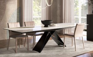 Premier Keramik table Drive de Cattelan Italia associe céramique raffinée et base en acier sculptural. Une pièce extensible au design italien haut de gamme. Chez D-Style Interior.