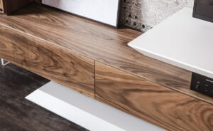 Meuble TV design haut de gamme Link par Cattelan Italia, structure réversible et ajustable avec tiroirs, disponible chez D-Style Interior.