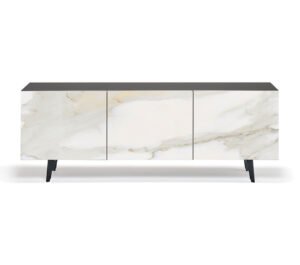 Buffet design haut de gamme Metropol par Cattelan Italia, portes céramique Marmi avec structure bois laqué, disponible chez D-Style Interior