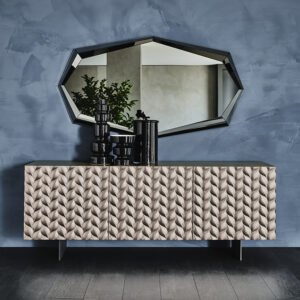Buffet design haut de gamme Lavander par Cattelan Italia, finitions métalliques brossées avec nature tridimensionnelle, disponible chez D-Style Interior