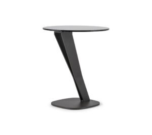 Table basse design haut de gamme Falco par Cattelan Italia, structure acier graphite avec plateau verre transparent ou fumé, disponible chez D-Style Interior.