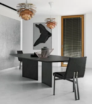 Table à manger design haut de gamme Epsilon par Arketipo, plateau bois et métal design Manzoni & Tapinassi, disponible chez D-Style Interior