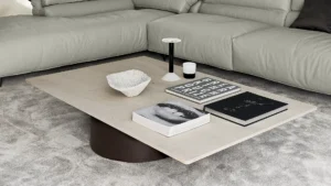 Petra – Table d’appoint design en marbre et métal Arketipo