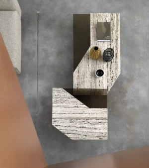 Roswell – Table basse design en marbre et verre Arketipo par Mauro Lipparini