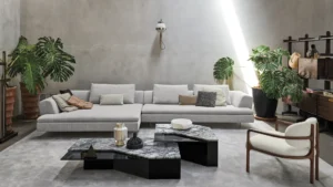 Roswell – Table basse design en marbre et verre Arketipo par Mauro Lipparini