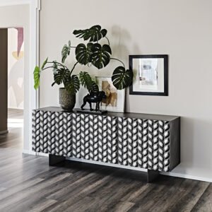 Buffet design haut de gamme Lavander par Cattelan Italia, finitions métalliques brossées avec nature tridimensionnelle, disponible chez D-Style Interior
