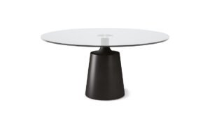 Yoda table design de Cattelan Italia, une création élégante avec base conique en acier et plateau en verre. Luxe italien disponible chez D-Style Interior.