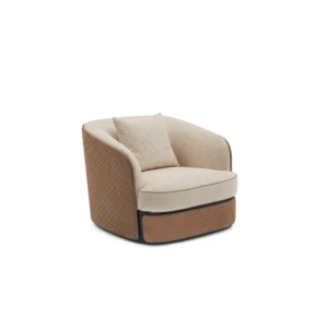 Bampton | Fauteuil design haut de gamme Bentley Home en bois plaqué sycomore ou noyer, cuir ou tissu, finition aluminium, disponible chez D-Style Interior