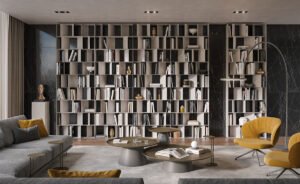 Bibliothèque design haut de gamme Nautilus Cattelan Italia par Studio Brogliato Traverso, bibliothèque modulable métallique, disponible chez D-Style Interior.