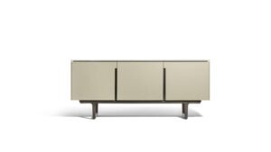 Buffet design haut de gamme Fidelio Cabinet bas par Poltrona Frau, structure frêne avec intérieur érable et plateau marbre, disponible chez D-Style Interior