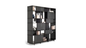 Bibliothèque design haut de gamme Lloyd Tex par Poltrona Frau, design Jean-Marie Massaud avec panneaux Techno-fabric semi-transparent et structure autoportante, disponible chez D-Style Interior