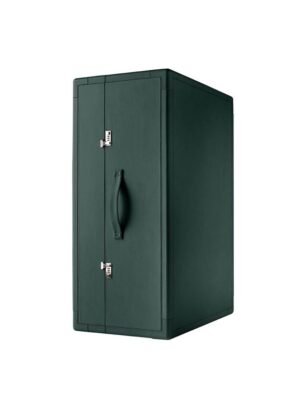 Meuble bar design haut de gamme Isidoro par Poltrona Frau, structure gainée cuir avec roulettes, disponible chez D-Style Interior