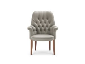 Oxford | Chaise de bureau haut de gamme Visitor Poltrona Frau, structure en hêtre massif, cuir Pelle Frau avec capitonnage artisanal et piètement en noyer d’Amérique. Desponsible chez D-style Interior