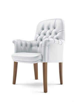 Oxford | Chaise de bureau haut de gamme Visitor Poltrona Frau, structure en hêtre massif, cuir Pelle Frau avec capitonnage artisanal et piètement en noyer d’Amérique. Desponsible chez D-style Interior