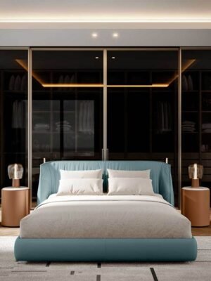 Archibald Lit design haut de gamme en cuir Pelle Frau® par Poltrona Frau, tête de lit rembourrée et design italien raffiné, disponible chez D-Style Interior