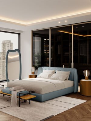 Archibald Lit design haut de gamme en cuir Pelle Frau® par Poltrona Frau, tête de lit rembourrée et design italien raffiné, disponible chez D-Style Interior