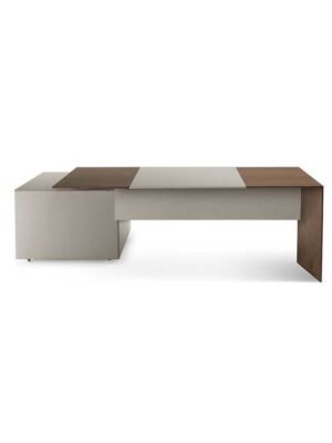 Ceo Cube Bureau design haut de gamme par Poltrona Frau, cuir Pelle Frau® et noyer Canaletto, design italien haut de gamme chez D-Style Interior