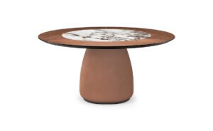 Table à manger ronde design Botero Ker-Wood Round par Cattelan Italia, plateau bois et céramique, disponible chez D-Style Interior