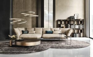 Table basse design haut de gamme Arena par Cattelan Italia, finition brossée main avec plateaux verre pivotants, disponible chez D-Style Interior.