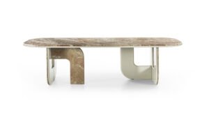 Table Gregory de Vittoria Frigerio – une œuvre sculpturale alliant marbre et laque brillante, équilibre parfait entre force architecturale et élégance italienne. Disponible chez D-Style Interior.