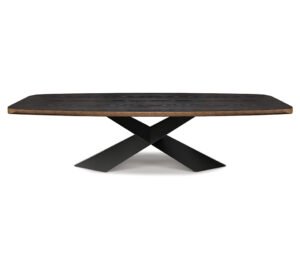 Tyron Wood table design haut de gamme avec base en acier laqué embossé par Cattelan Italia. Disponible chez D-Style Interior.