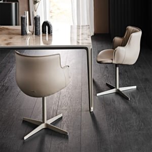 Rihanna X Chaise pivotante de Cattelan Italia : design pivotant contemporain, assise rembourrée et base en acier laqué. Disponible chez D-Style Interior.