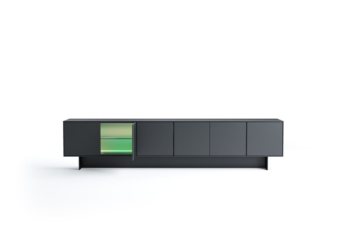 Cala Buffet design minimaliste en cuir et bois, alliant pureté des formes et artisanat italien raffiné. Disponible chez D-Style Interior.