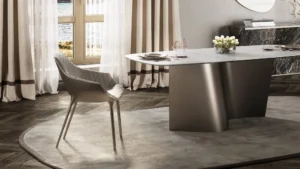 Milady chaise design haut de gamme en cuir par Reflex Angelo, disponible avec structure personnalisable et option de capitonnage Emerald. Disponible chez D-Style Interior.