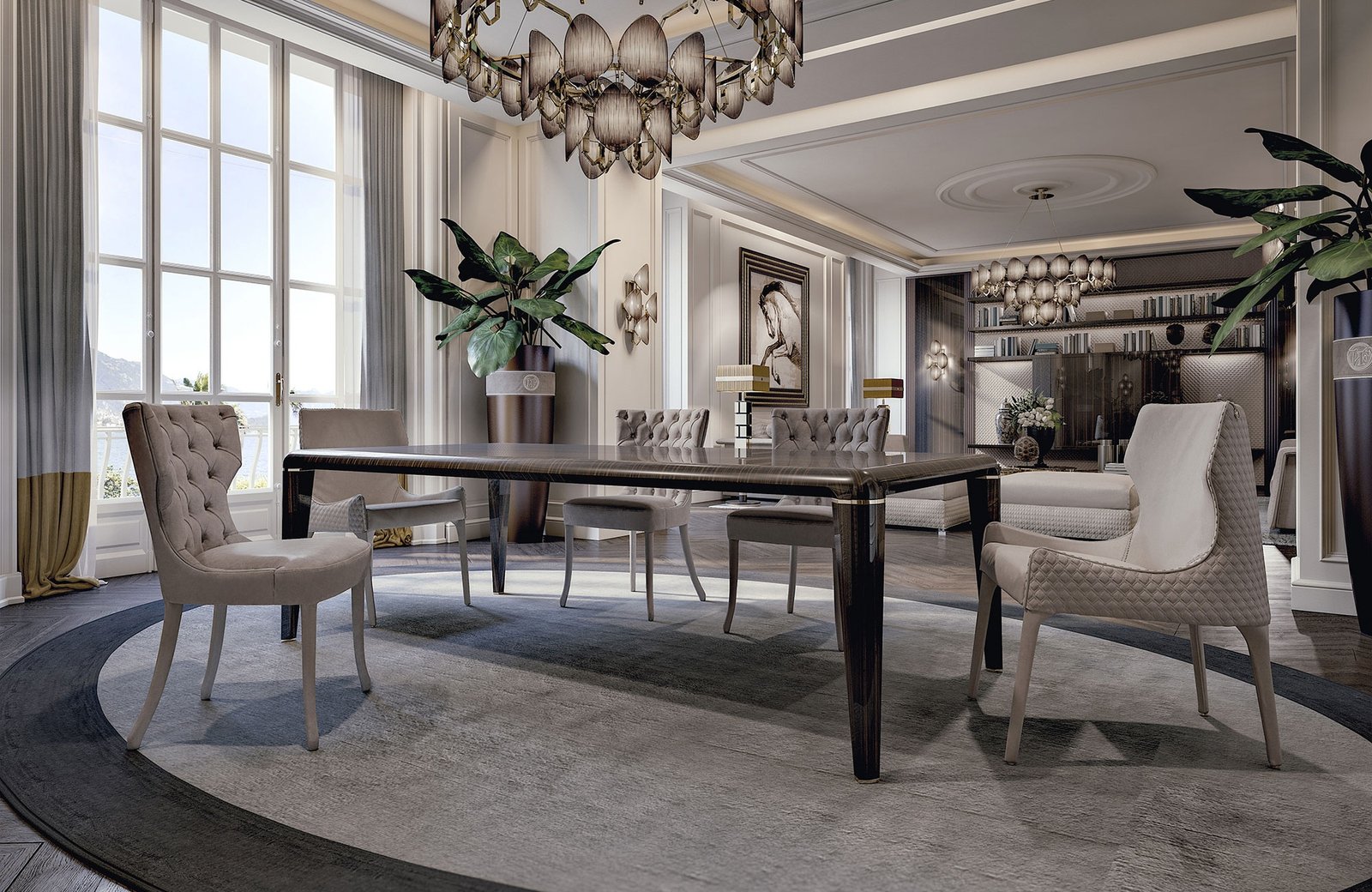 Adda chaise design haut de gamme par Vittoria Frigerio, aux lignes élégantes et au dossier enveloppant, avec matelassage raffiné et pieds en frêne massif. Disponible chez D-Style Interior.