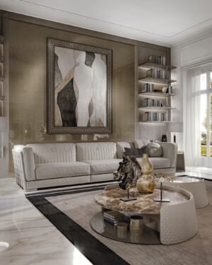 Durini Lux canapé design haut de gamme par Vittoria Frigerio, un canapé modulable aux lignes géométriques et tressage artisanal unique. Disponible chez D-Style Interior.