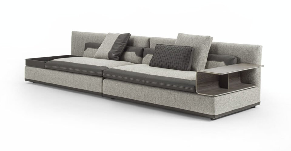 Spinola canapé design haut de gamme par Vittoria Frigerio, lignes géométriques élégantes et finitions cuir raffinées. Disponible chez D-Style Interior.