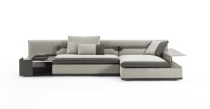 Spinola canapé design haut de gamme par Vittoria Frigerio, lignes géométriques élégantes et finitions cuir raffinées. Disponible chez D-Style Interior.