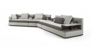Spinola canapé design haut de gamme par Vittoria Frigerio, lignes géométriques élégantes et finitions cuir raffinées. Disponible chez D-Style Interior.