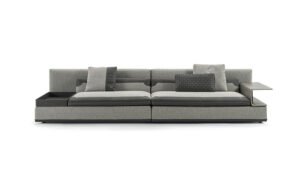 Spinola canapé design haut de gamme par Vittoria Frigerio, lignes géométriques élégantes et finitions cuir raffinées. Disponible chez D-Style Interior.