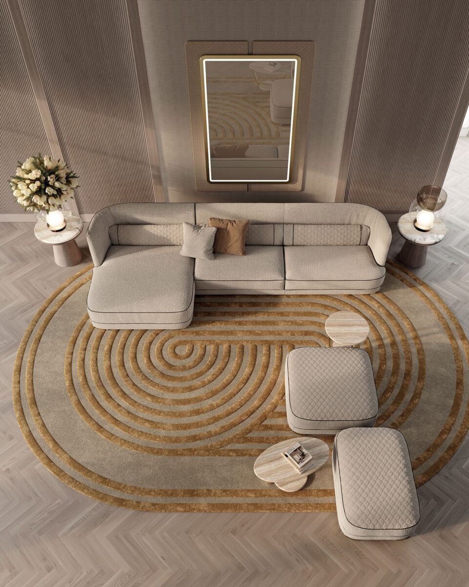 Greppi canapé design haut de gamme par Vittoria Frigerio, un canapé modulaire élégant et raffiné aux détails matelassés distinctifs. Disponible chez D-Style Interior.