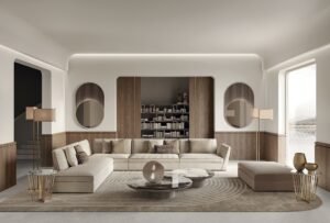 Visconti canapé design haut de gamme par Vittoria Frigerio au style élégant et modulable. Disponible chez D-Style Interior.