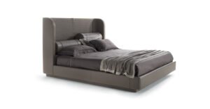 Bellini Lit design haut de gamme Vittoria Frigerio, avec tête de lit matelassée, zip décoratif et coussins roulés réglables. Disponible chez D-Style Interior.