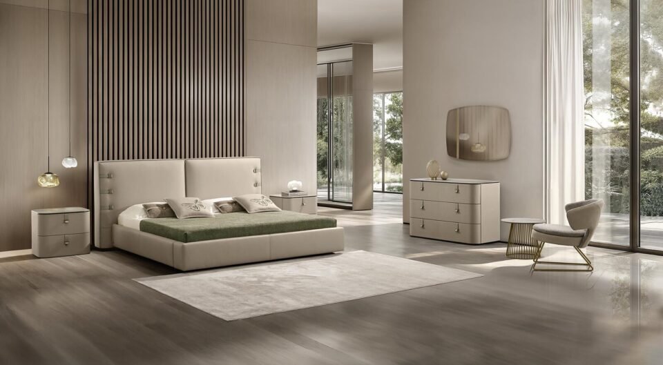 Gregory buffet de Gamma Arredamenti, un meuble en cuir avec sangles décoratives et finitions raffinées. Élégance et design italien chez D-Style Interior.