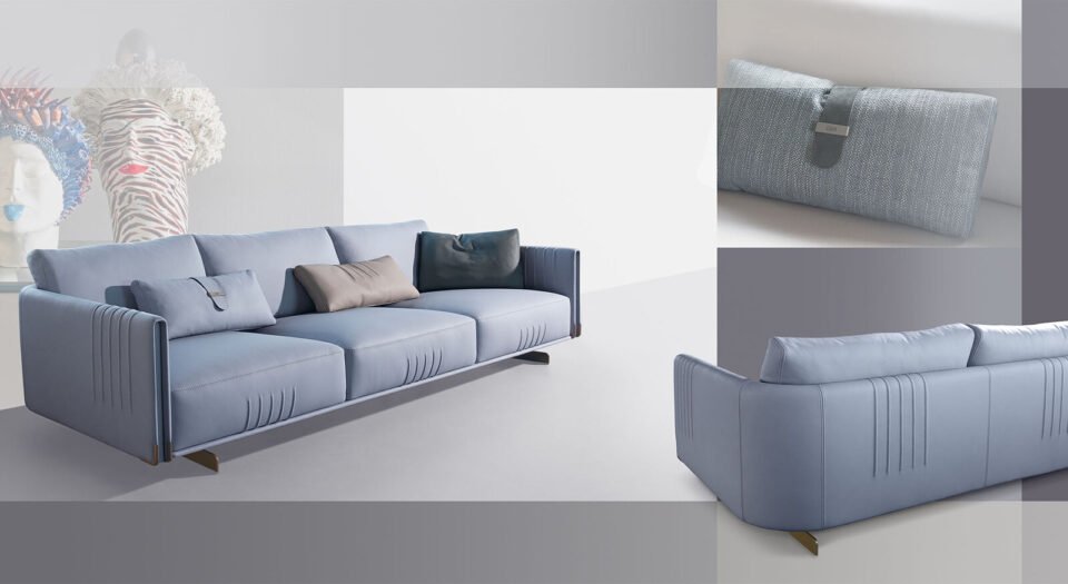 Philly canapé design haut de gamme en cuir par Gamma Arredamenti, alliance parfaite entre artisanat italien et élégance contemporaine. Disponible chez D-Style Interior.