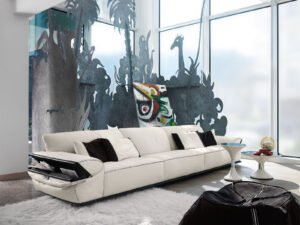 Clepsydra Table d’appoint design en cuir avec base en forme de sablier. la Clepsydra de Gamma Arredamenti est disponible chez D-Style Interior.