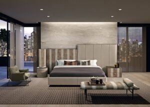 New York Banc de Gamma Arredamenti, un banc design en cuir au style raffiné, parfait pour les intérieurs contemporains. Disponible chez D-Style Interior.