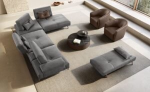 Sharon fauteuil design haut de gamme, élégant et ergonomique, personnalisable avec différentes options de cuir et pivotant. Disponible chez D-Style Interior.